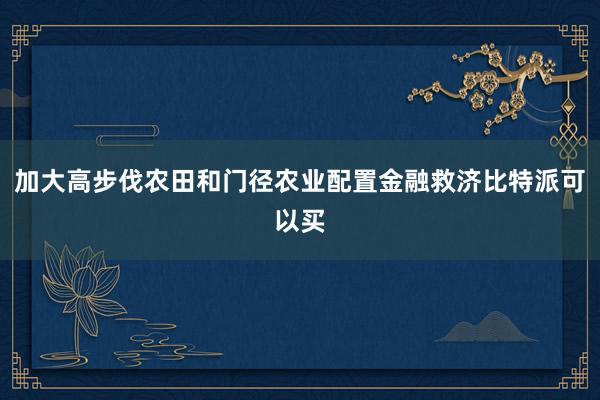 加大高步伐农田和门径农业配置金融救济比特派可以买