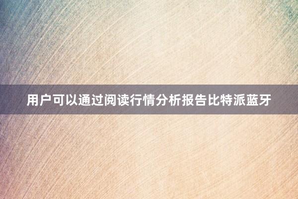 用户可以通过阅读行情分析报告比特派蓝牙