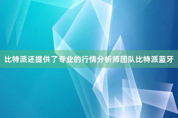 比特派还提供了专业的行情分析师团队比特派蓝牙