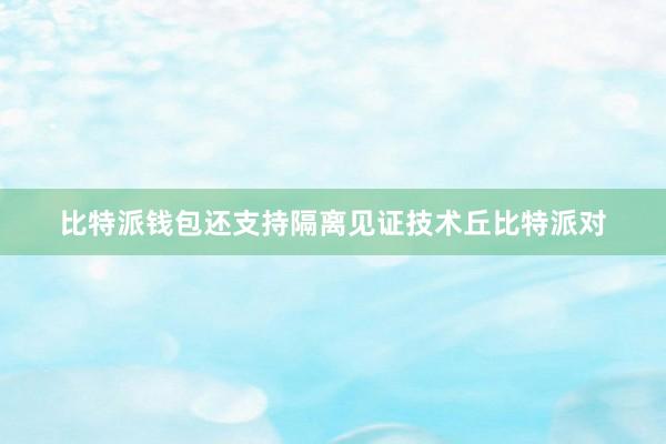 比特派钱包还支持隔离见证技术丘比特派对