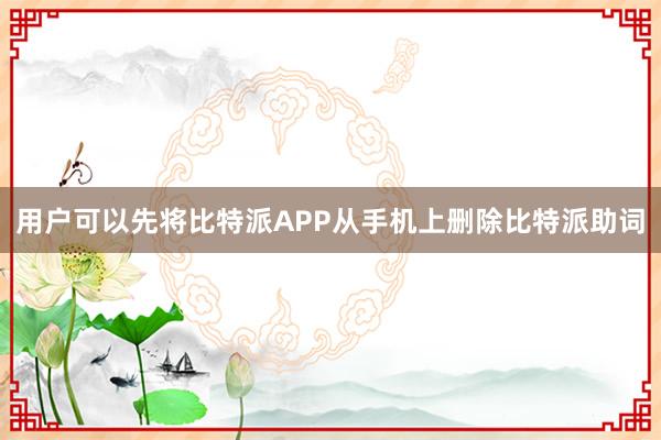 用户可以先将比特派APP从手机上删除比特派助词