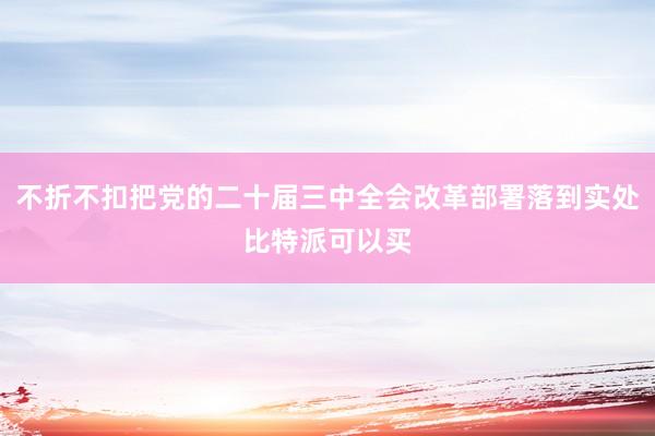 不折不扣把党的二十届三中全会改革部署落到实处比特派可以买