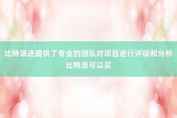 比特派还提供了专业的团队对项目进行评级和分析比特派可以买