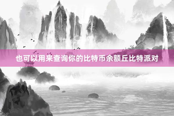 也可以用来查询你的比特币余额丘比特派对