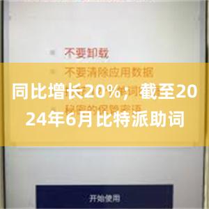 同比增长20%；截至2024年6月比特派助词